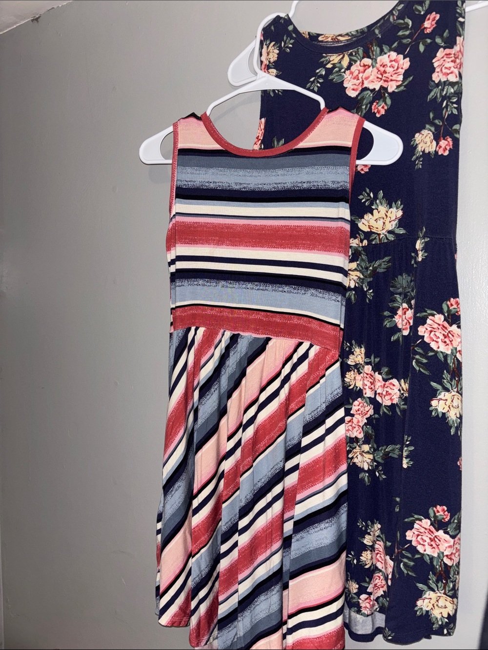 Sleeveless Striped Midi Dress in Pink, Blue & Black